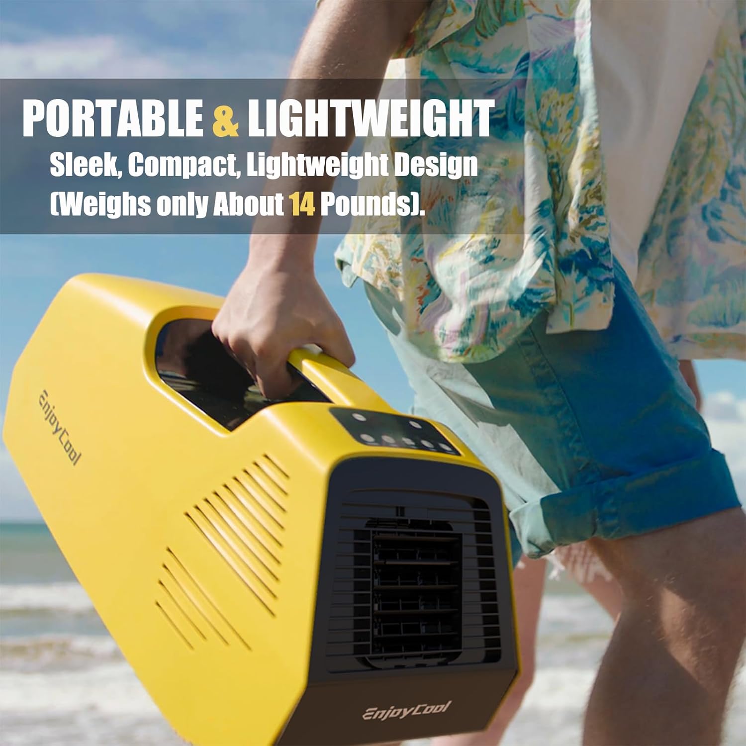 Enjoycool Portable Air Conditioners,2380BTU Fast Cooling Outdoor Air Conditioner•Ergonomic handle,Built-in Cool,Fan,Sleep Modes•24Volt 220W Low Power Consumption•tent air conditioner