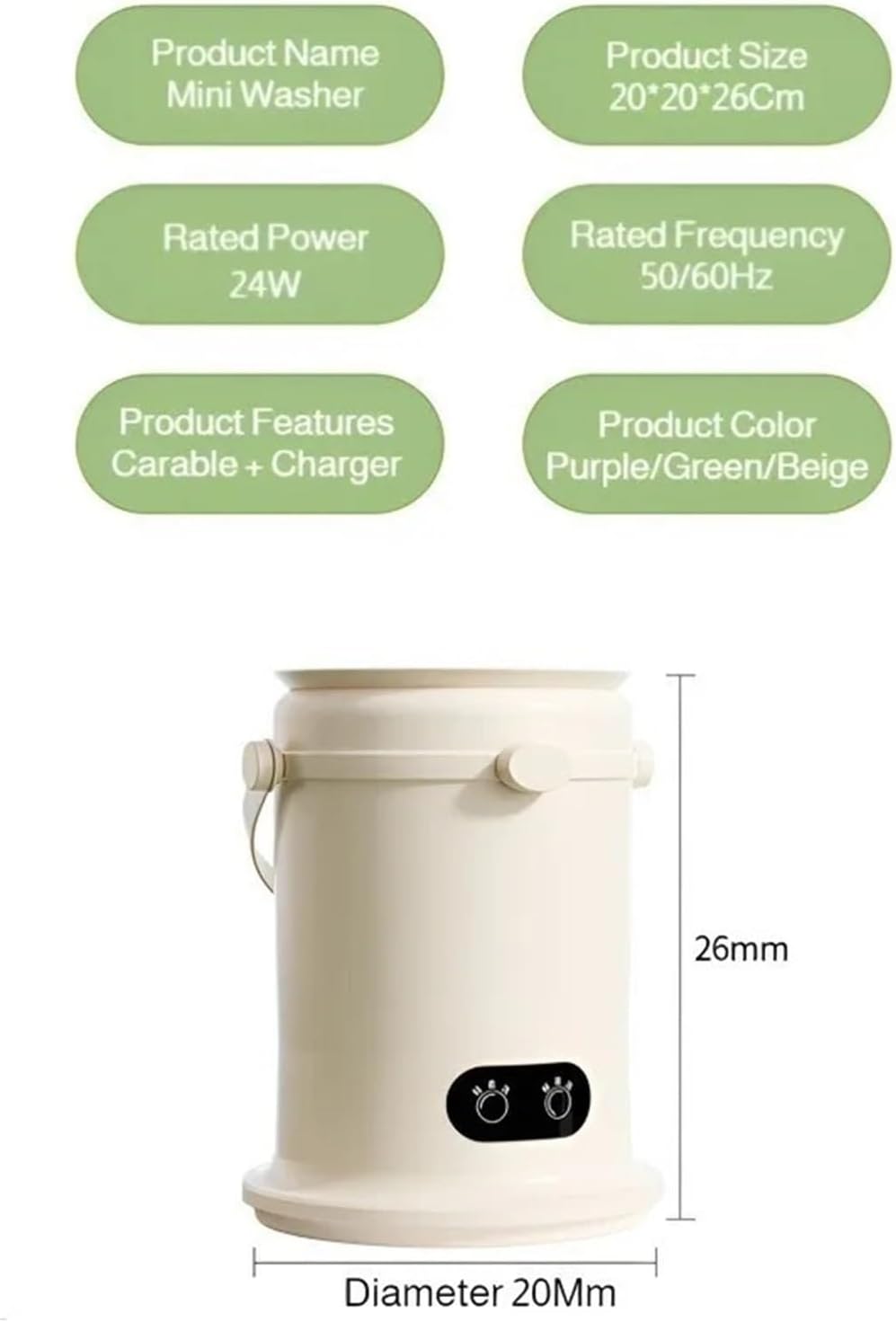 Portable Washer, Light Mini Washing Machine Small Underwear Socks Special Washing Machine Portable Folding Design Dormitory Travel Essential,for Apartments, Homes, and Dorms(Green)