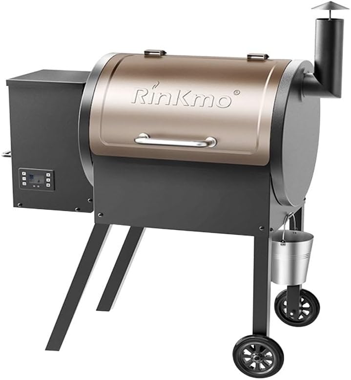 RINKMO 8-In-1 Wood Pellet Grill and Smoker PID Controller Outdoor BBQ Grill - NB-BQ15