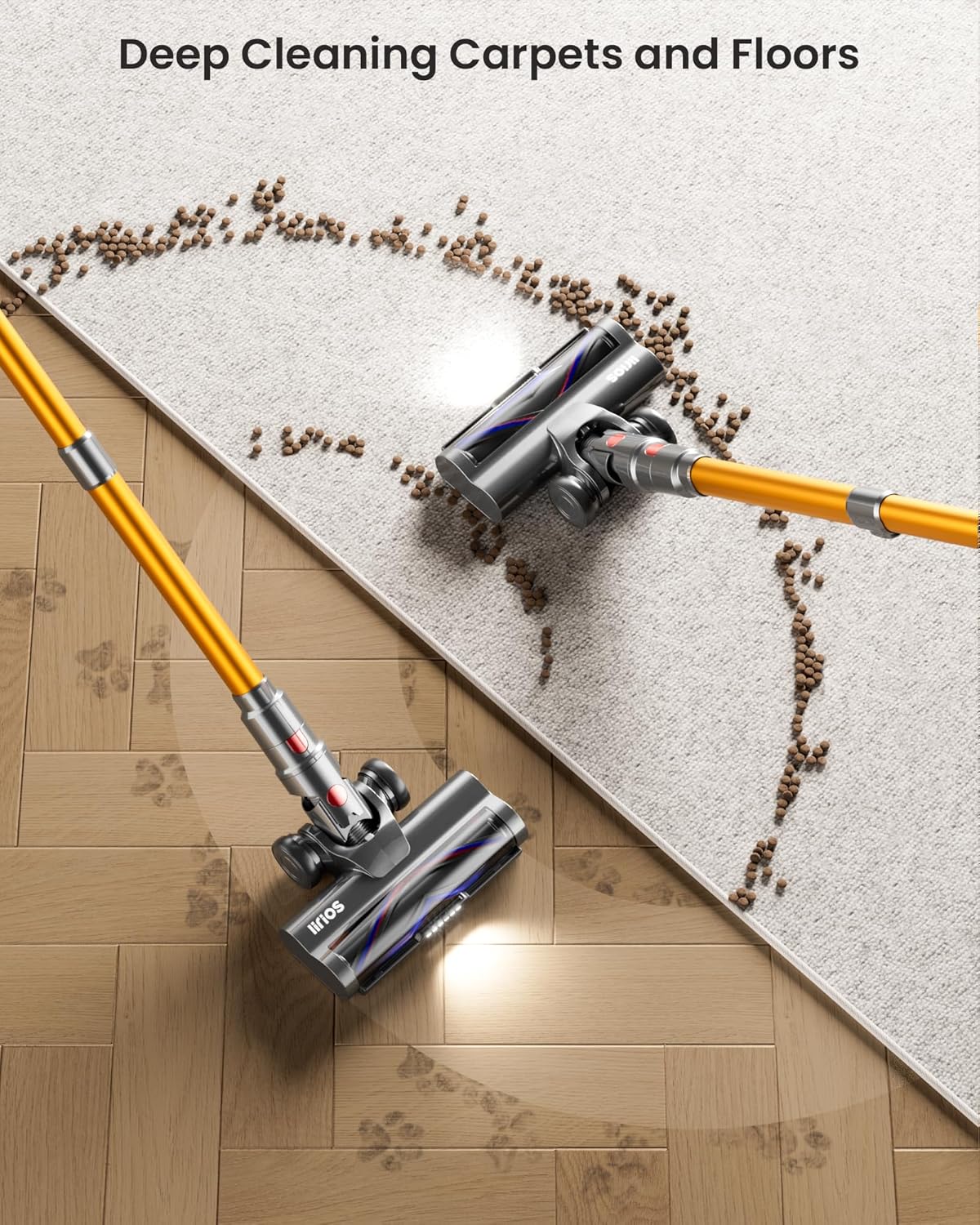 Cordless Vacuum Cleaner,600W 50KPA 65Mins Self-Standing Vacuum Cleaners for Home, Stick Vacuum Cordless with Wall Mount Charging, LED Display, Upgraded Roller Brush for Carpet,Pet Hair,Hardwood Floor