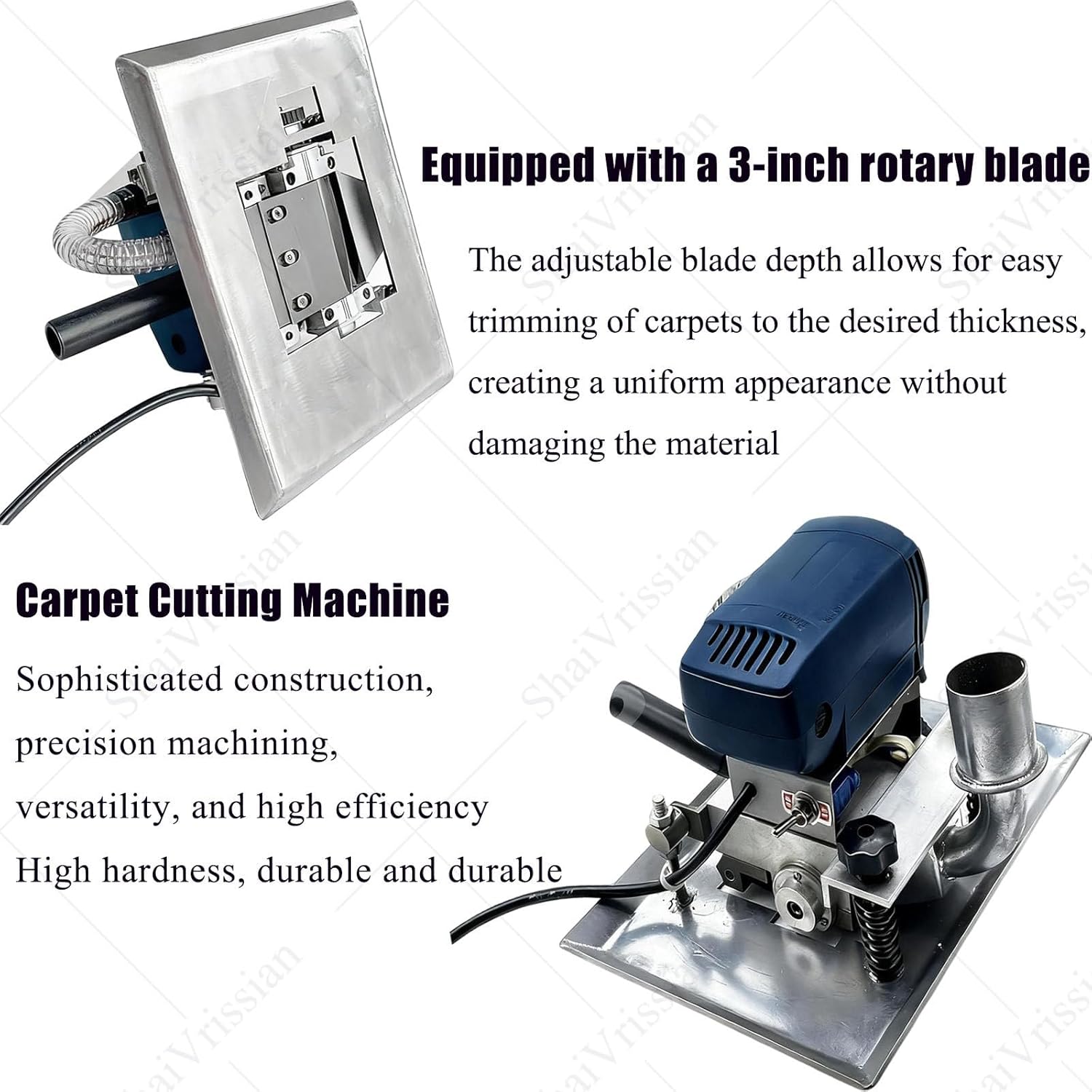 500w Handmade Rug Shearing Machine,Portable Flat Carpet Trimmer,3 Inch Rotating Blade,Adjustable Depth for Efficient Cleaning,for Carpet and Rug Tufting