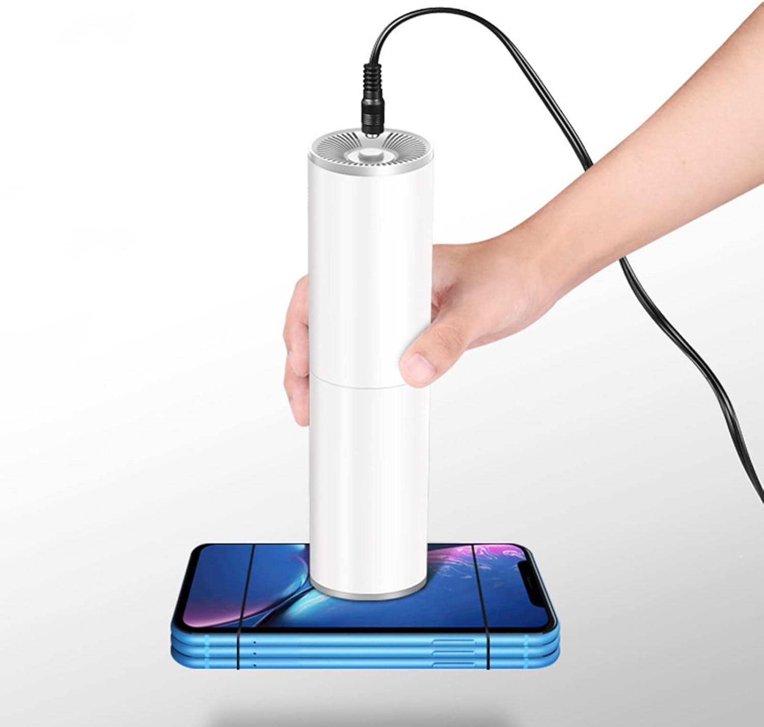 120W High Power Car Vacuum Cleaner Dry Wet Dual Sucker Rechargeable Handheld Wireless Car Home Pet Hair Dust Mini Cleaner,White