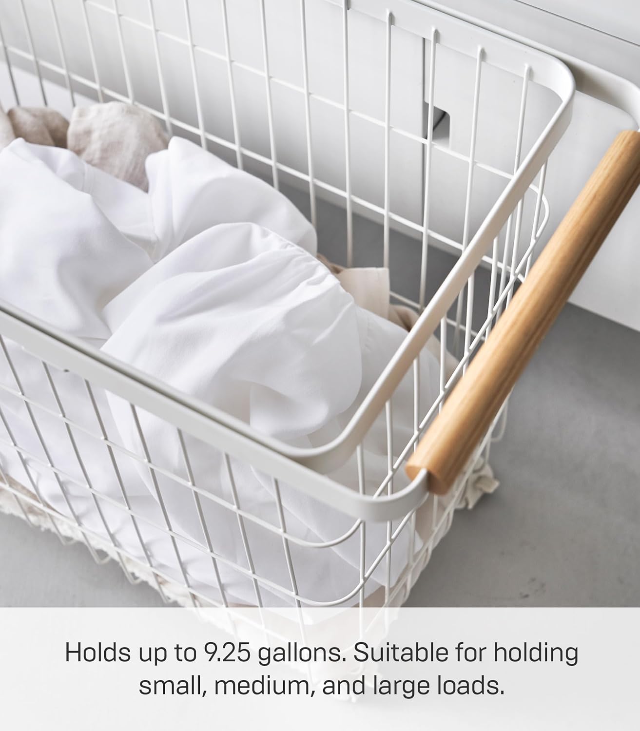 Yamazaki Home Tosca Compact Rolling Laundry Basket Cart - Metal Hamper With Wheels And Handle For Easy Mobility - Space-Saving Storage Solution, 15