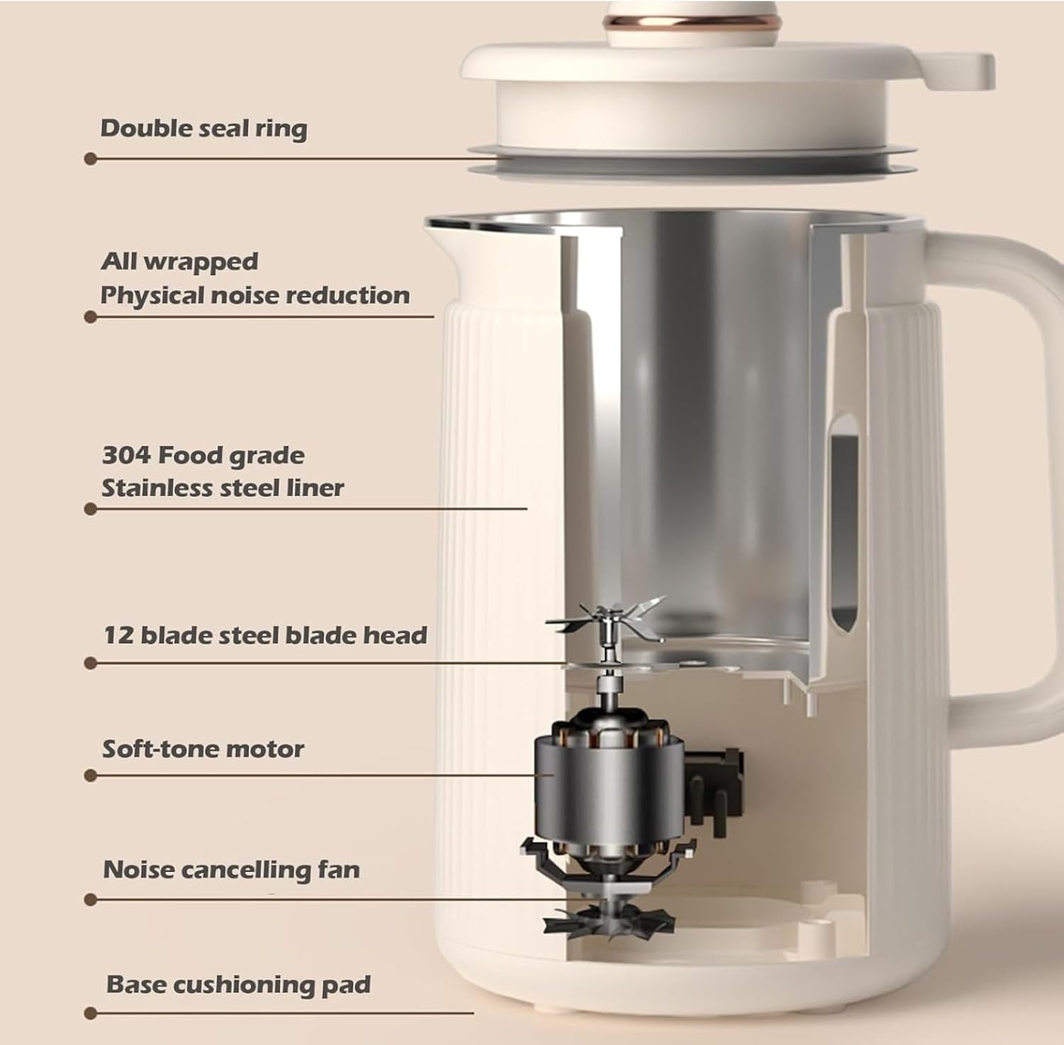8-in-1 Nut Milk Maker Machine, 50oz Automatic Plant-Based Milk Maker with Delay Start, Keep Warm & Self Cleaning, Stainless Steel Blender for Almond, Oat, Soy & Non-Dairy Drinks(White)