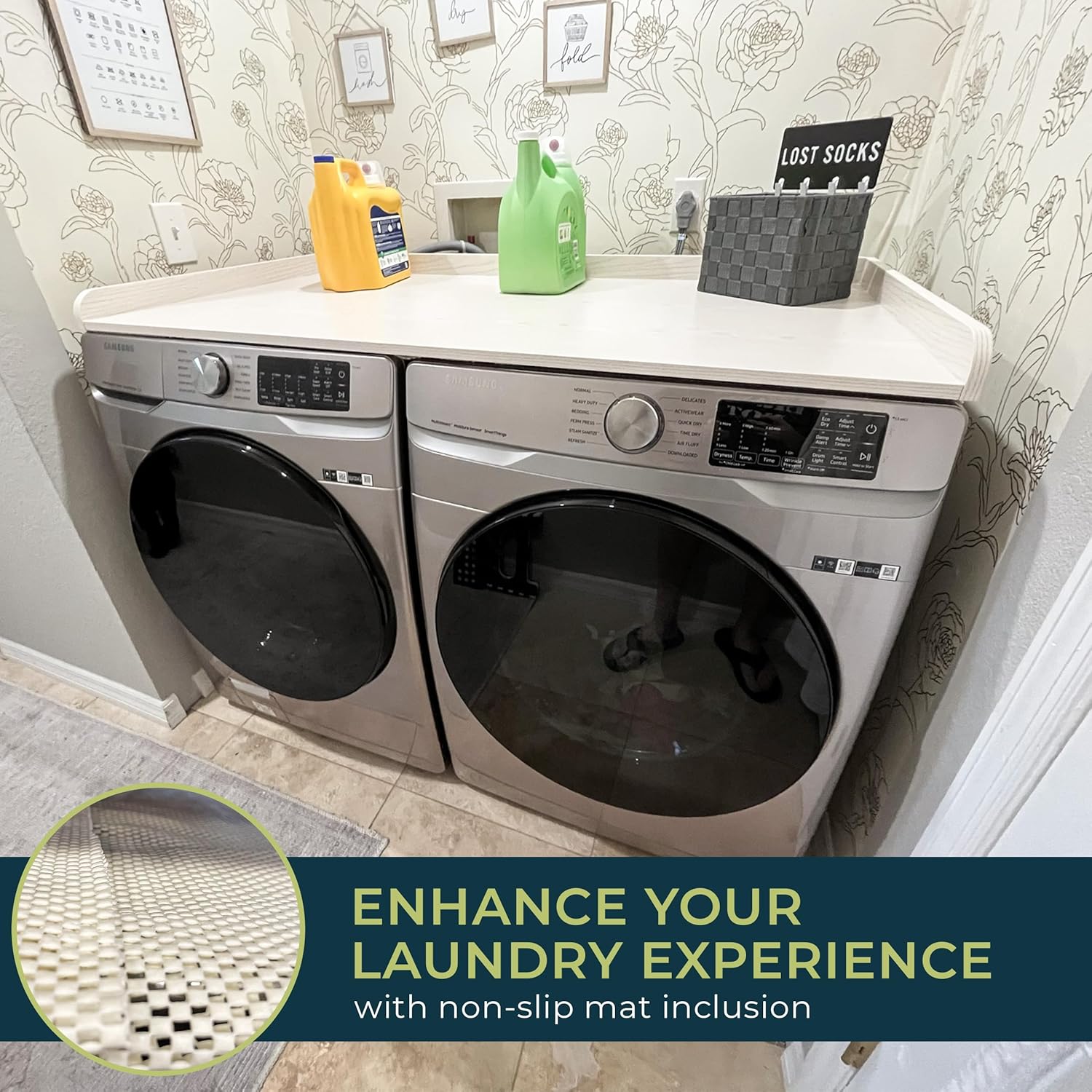 Washer and Dryer Countertop with Non-Slip Mat - 54