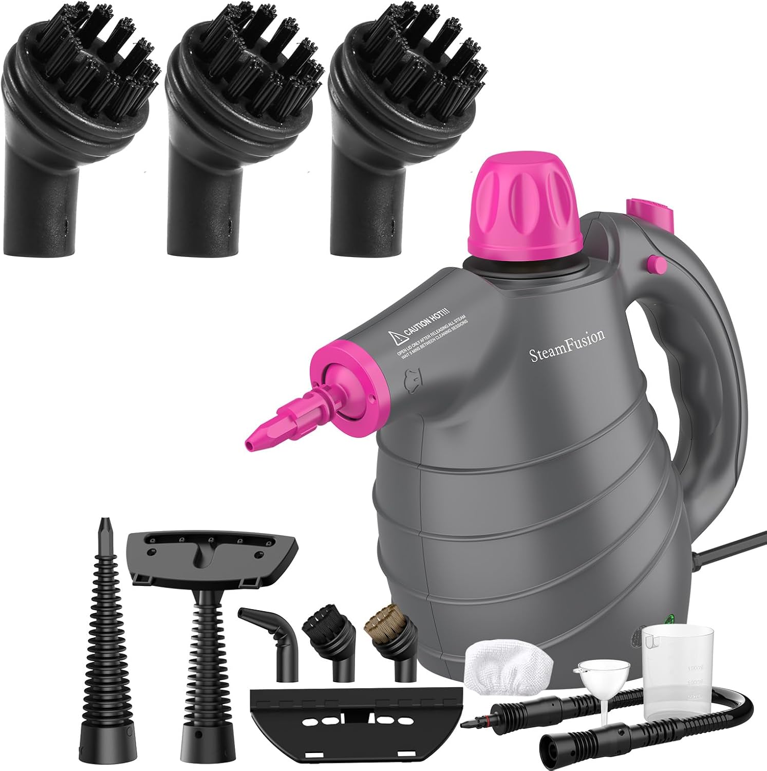 Pressurized Handheld Steam Cleaner with 10 Accessories & Safety Lock – Multi-Surface Natural Deep Cleaning for Home, Includes 3 Nylon Brushes
