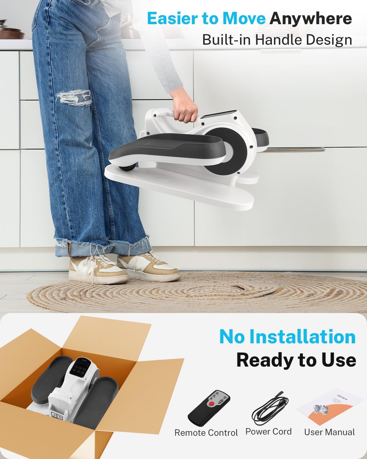 Gonex Under Desk Elliptical Exercise Machine Electric Sitting Seated Leg Pedal Exerciser with Resistance for Seniors Elderly Home 3 in 1 Mini Equipment with Remote 10 Manual Resistance 10 Auto Speeds