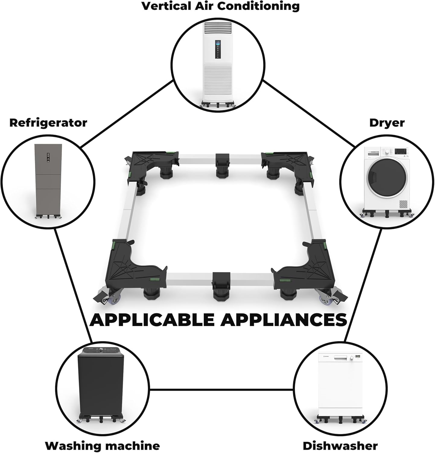 Mini Fridge Stand with Wheels, Adjustable Appliance Dolly Base 16