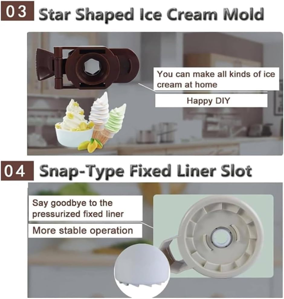 20W Desktop Soft Ice Cream Machine, 1000ML Fully Automatic Mini Fruit Soft Ice Cream Machine for Home Kitchens, Suitable for Households Bars Cafes Small Household Appliances