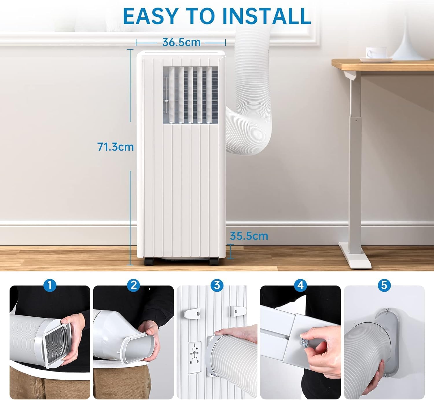 8000BTU Portable Air Conditioners Room Up to 350 Sq.Ft, 3-IN-1 Portable Conditioner with Cool, Fan, Dehumidifier, Sleep Mode & 24H Timer, Indoor Ac Unit w/Remote Control, Portable AC for Indoor Room