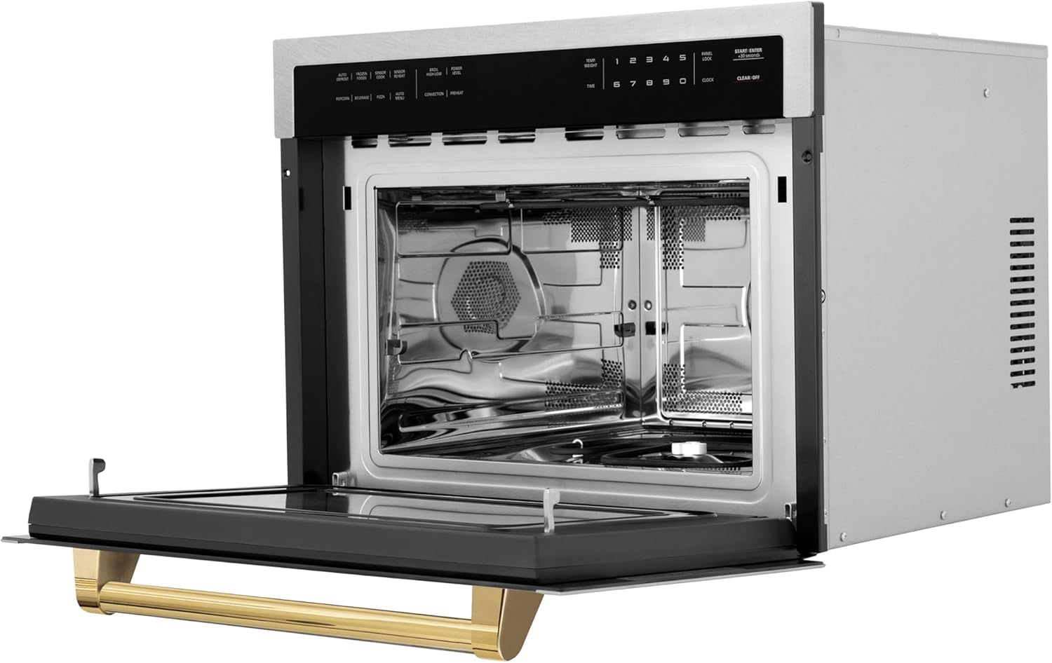 ZLINE Autograph Edition 24 in. 1.6 cu ft. Built-in Convection Microwave Oven in Satin Stainless Steel with Polished Gold Accents (MWOZ-24-SS-G)