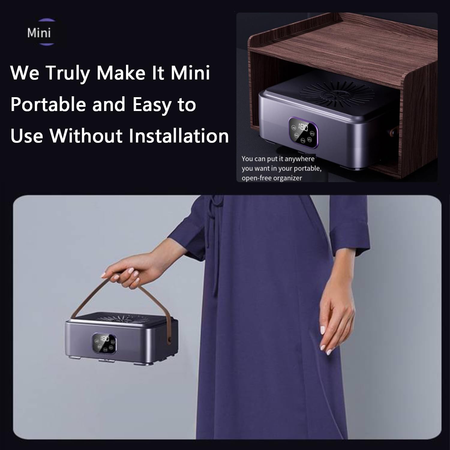 Portable Clothes Dryer | 20KG Large Capacity | 650W Fast Dry | Touch Screen & Remote Control | Quiet Energy-Saving Drying Machine for Home & Travel (purple)