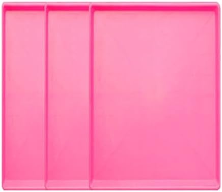 3 Large Plastic Trays Oil Drip Pan for Under Car Non-Slip Bottom Plastic Pan Refrigerator Tray Washing Machine Drip Pan(Pink,119x73.5x4.2cm)
