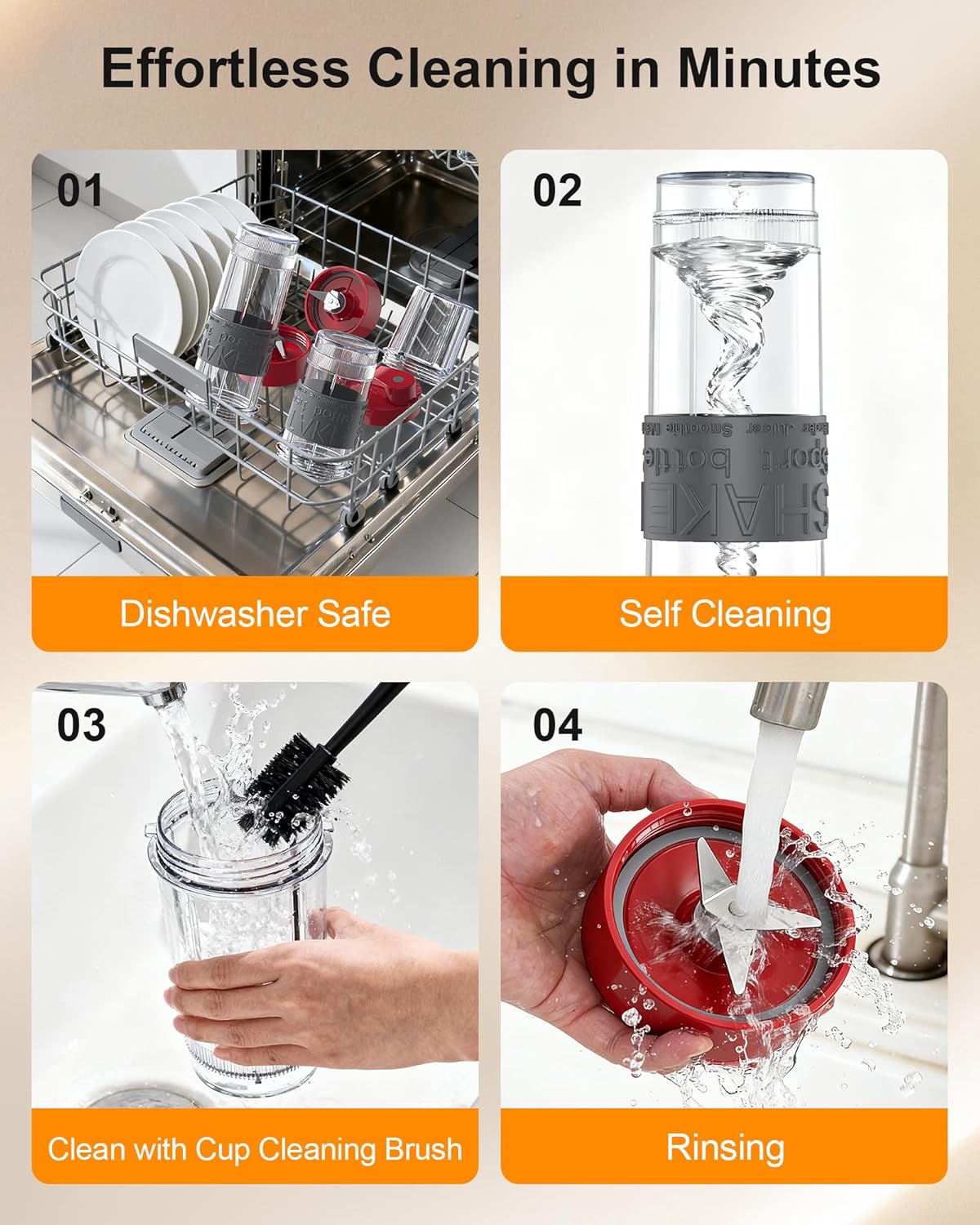 Smoothie Blender, 650W Personal Blenders for Shakes and Smoothies with Grinder Cup & 2 BPA-Free Portable Cups (20oz+14oz), Portable Blender for Juices, Smoothies Maker for Kitchen, Red