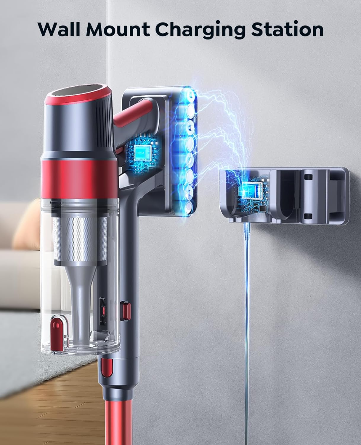 Cordless Vacuum Cleaner, 600W/50KPa Stick Vacuum, 65 Mins Runtime Rechargeable Vacuum, Wall Mount Charging, Auto Mode, Self-Standing Vacuum Cleaner for Home with 3.3Ft Hose for Pet Hair Carpet Floor