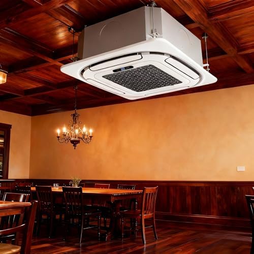 Garvee 24000 BTU Ceiling Cassette Mini Split AC, 8-way 360° Airflow, Remote Controller, Ductless Cooling&Heating Ceiling Air Conditioner, 208/230V, 25ft Kit