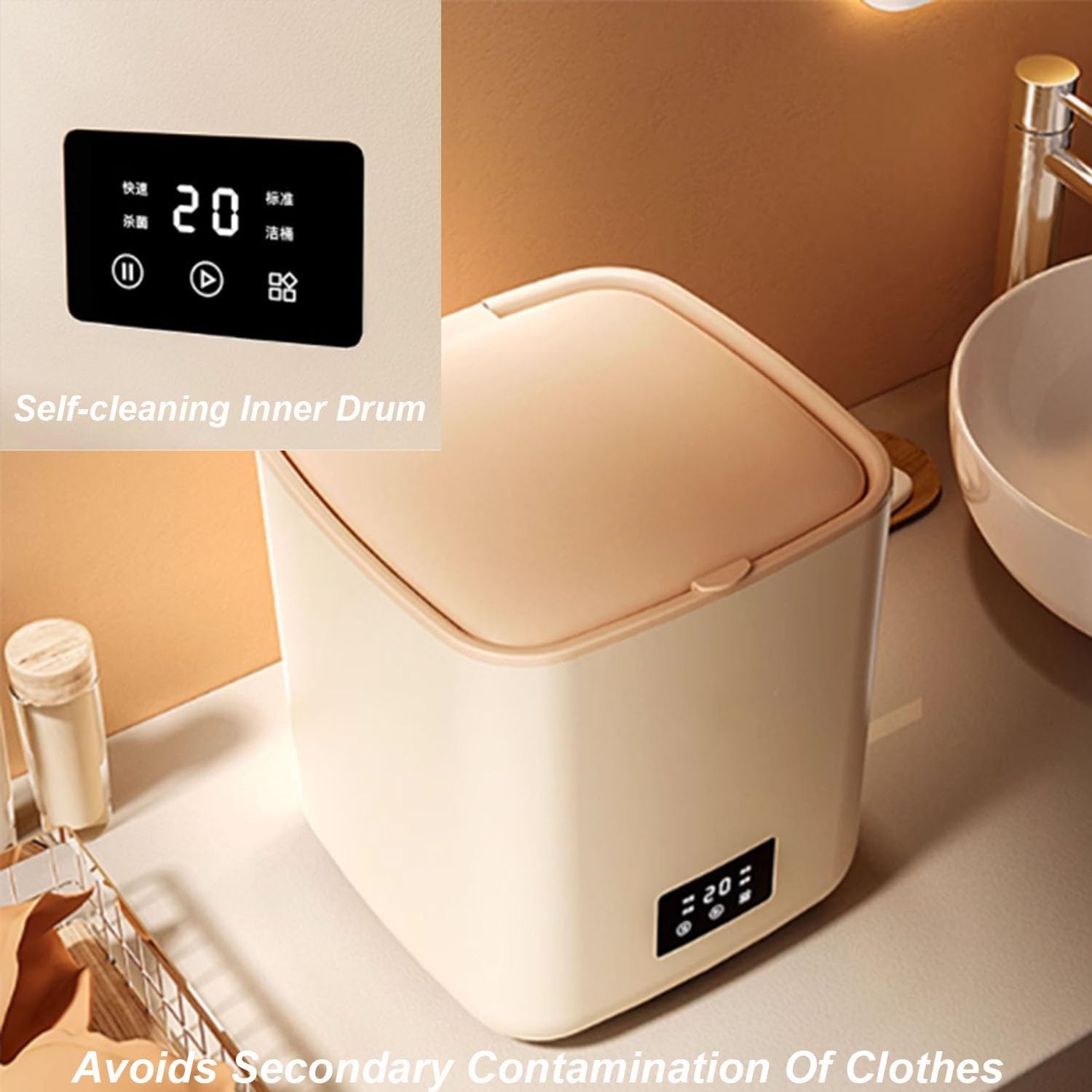7L Compact Washer Portable Washing Machine, Small Washer For Underwear,Baby Clothes,Pet Garments Or Other Small Items, Saving Space Washing Machines