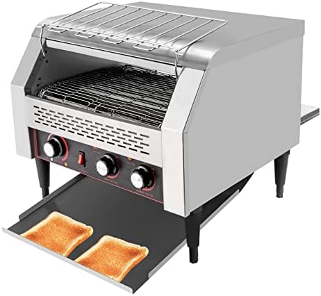 Commercial Conveyor Toaster 450 Slices/Hour Stainless Steel Conveyor Toaster 2600W Electric Toasters Oven Heavy Duty Countertop Restaurant Toaster for Cafes Bun Bagel Bread