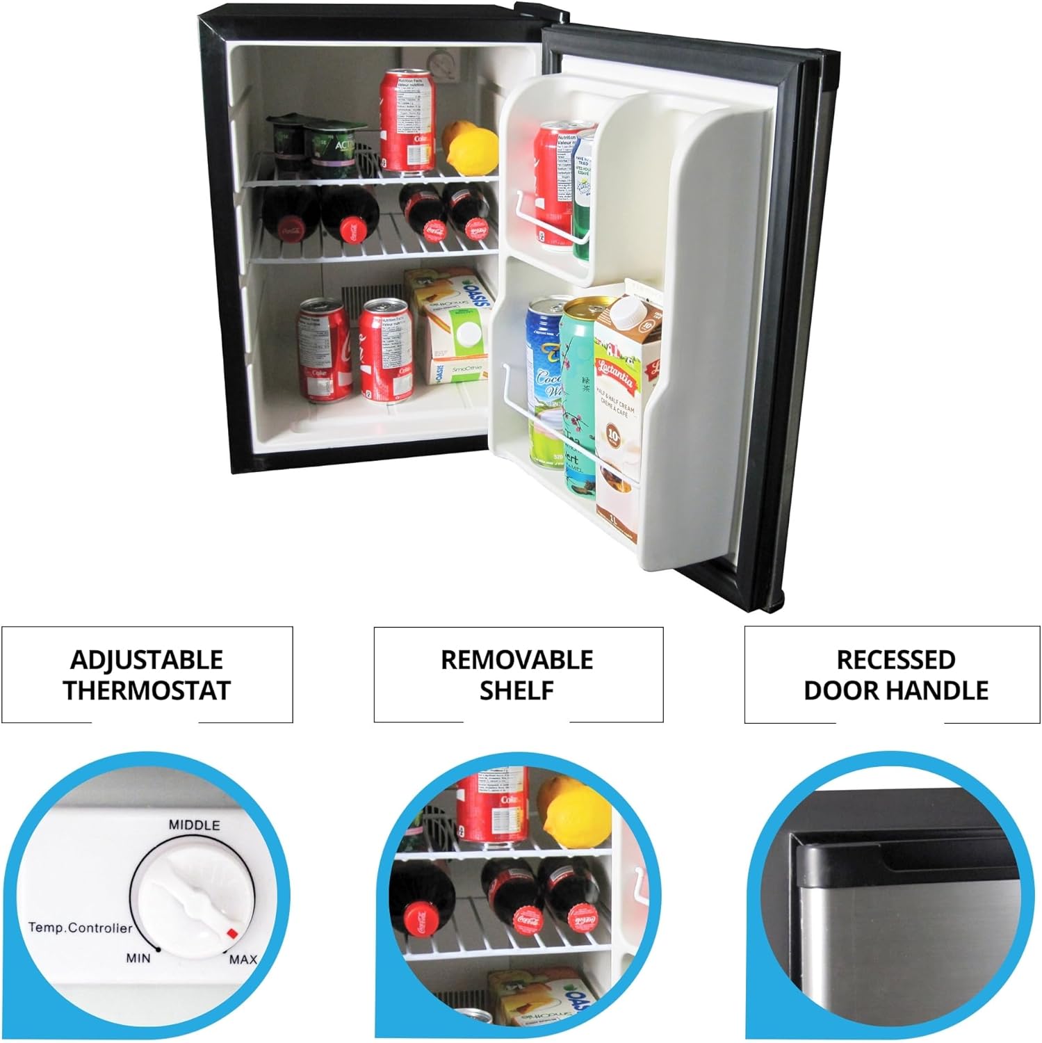 Koolatron 12V / 110V Refrigerator - Mini Fridge for Trucks Cool Storage for Kitchen Bedroom Office Travel Camping Dorms Compact Free Standing Neveras Pequeñpara Apartment 1.76 cu.ft - Black