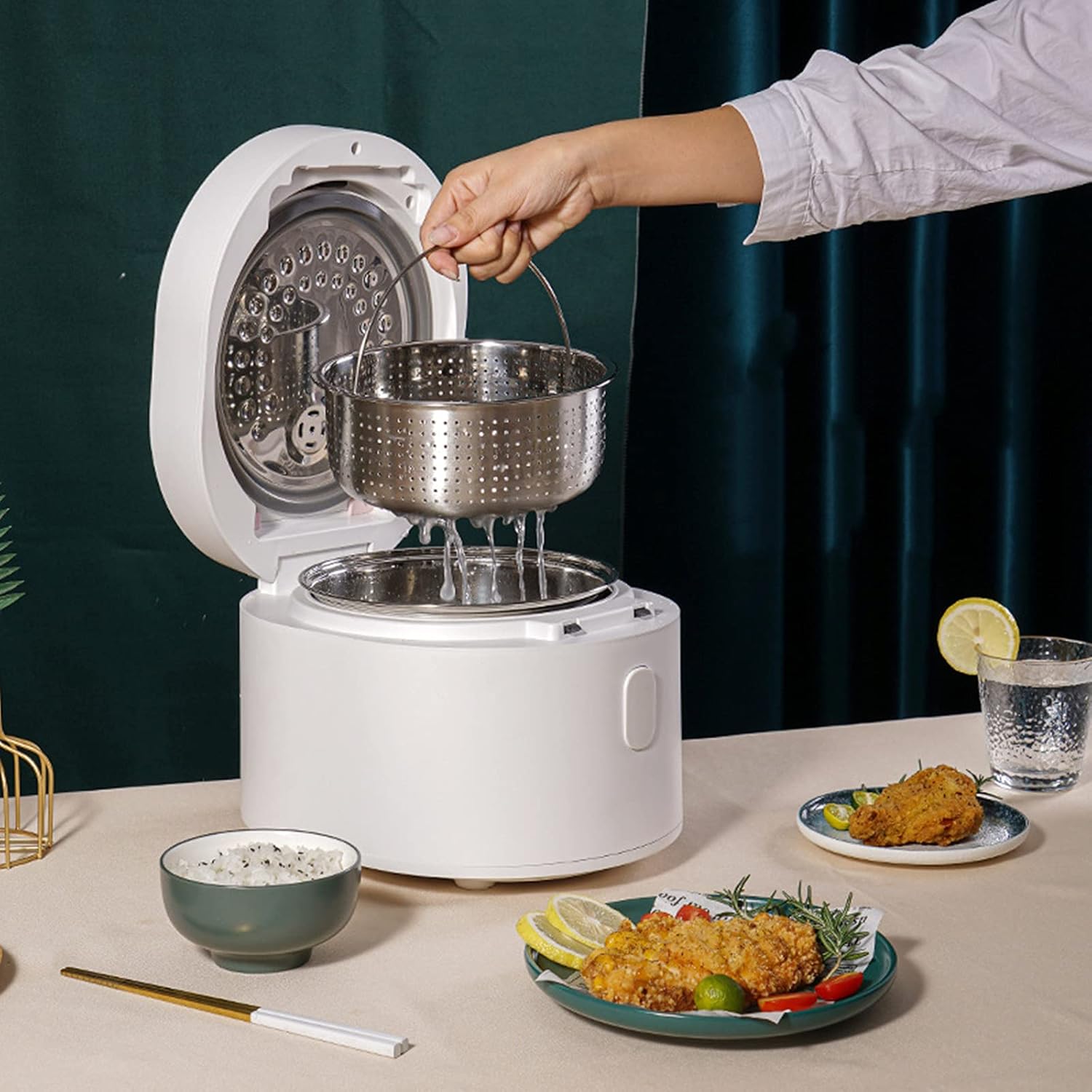 Filter Sugar Rice Cooker Multi-Function Cooking Rice Cooker Mini Small Appliances Double Gall Rice Soup Separation 24 Hours Timer 3l High Capacity