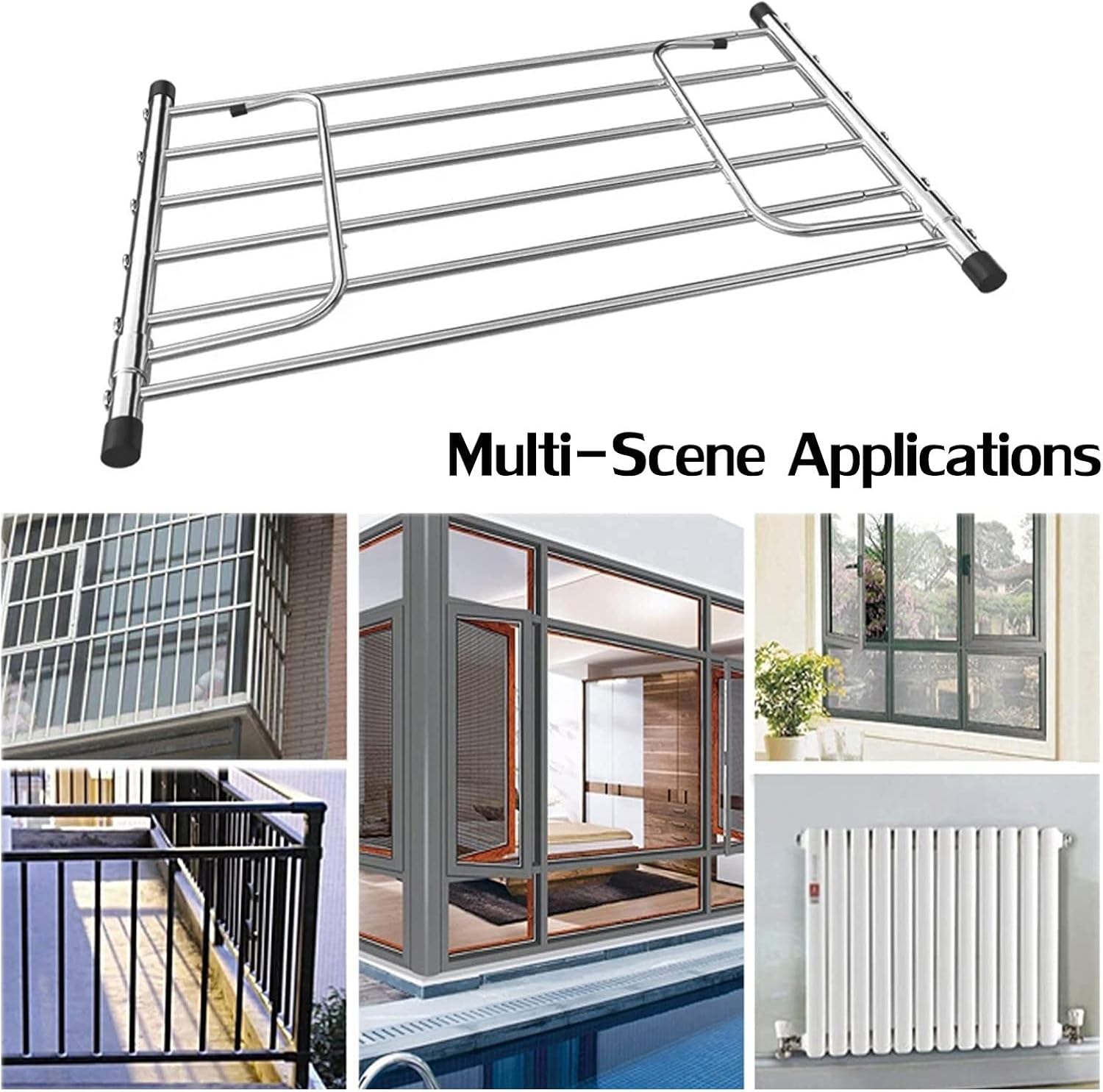 Clothes Airer Indoor Radiator Clothes Dryer Extendable Balcony Radiator Drying Rack Stainless Steel Radiator Folding Airer Foldable Laundry Drying Rail for Hanging Clothe(Silver-61)