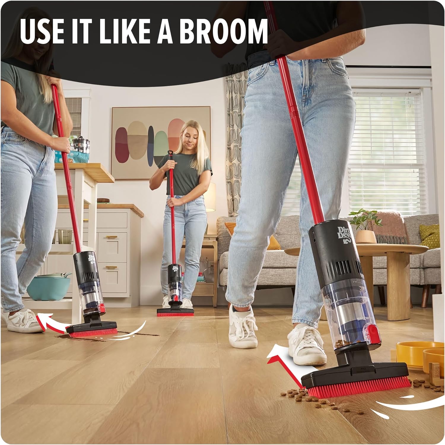 Dirt Devil Broom Vac Cordless Hard Floor Cleaner, Lightweight, Bagless, Rechargeable, Clean Every Corner, Nook, Cranny and Edge, Cordless Vacuum Cleaners for Home Use