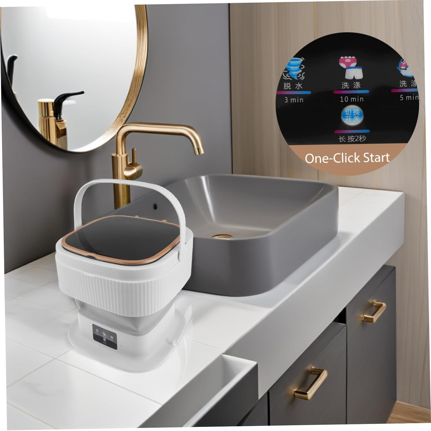 TEHAUX Portable Mini Washing Machine Washer Dryer Efficient for Clothes Socks and Underwear for Apartments and Travel