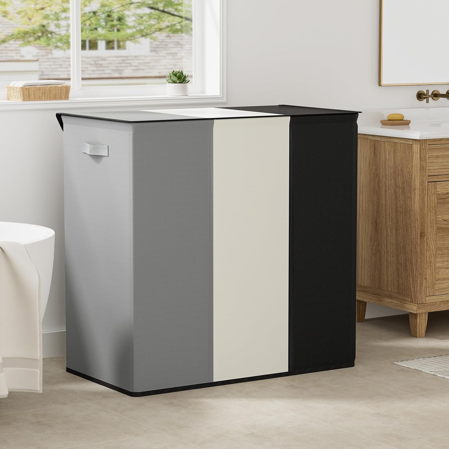 WOWLIVE 180L Laundry Hamper with Lid 3 Section,Large Laundry Basket with Removable Bags and Handles,Collapsible Dirty Clothes Hampers for Laundry,Laundry Basket Organizer for Laundry Room,Dorm