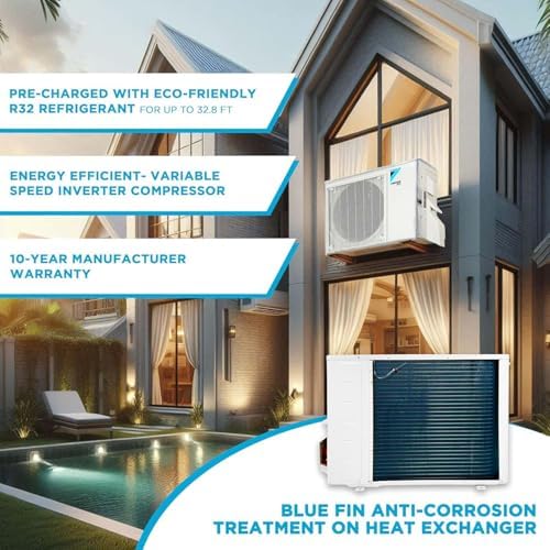 Daikin 24,000 BTU 18 SEER2 Entra R32 Series Ductless Mini Split with Heat Pump System w/Maxwell All-Inclusive 25’ Installation Kit and Wall Mounting Bracket (230V)