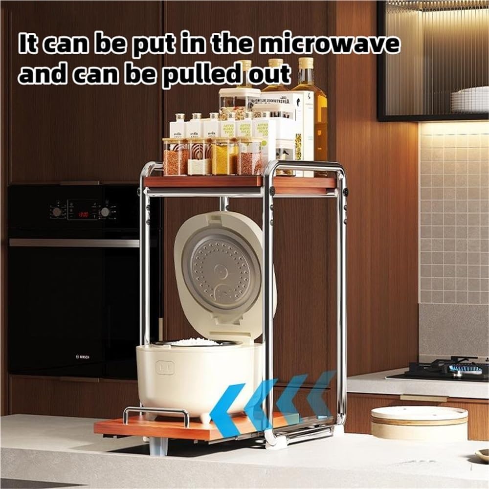 Pull-Out Microwave Stand, Oven and Small Appliances, Kitchen Countertop Storage Shelves, Multifunctional Storage Rack for Microwave, Kitchen Island with Storage, Countertop Small Bathroom Storage(40*5