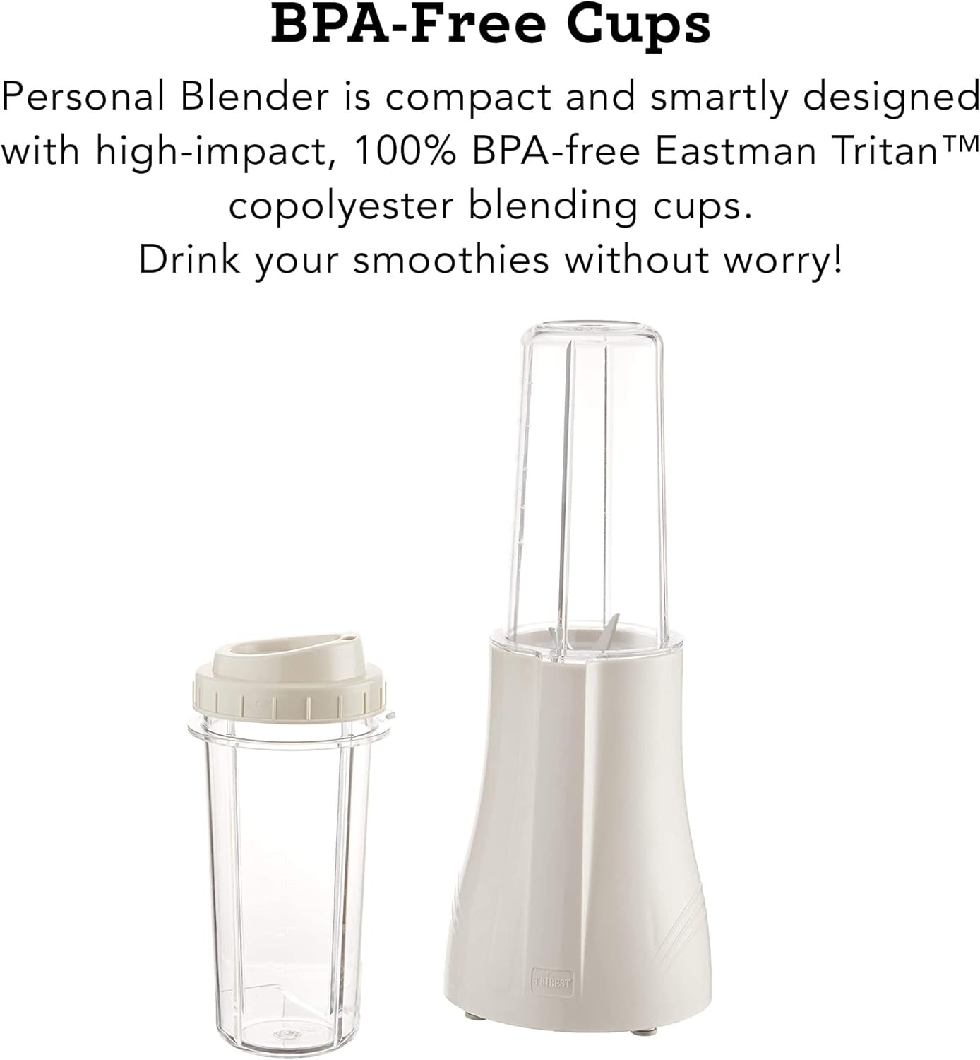 Tribest PB-150 Personal Blender for Shakes and Smoothies with Portable Blender Cups, White Large