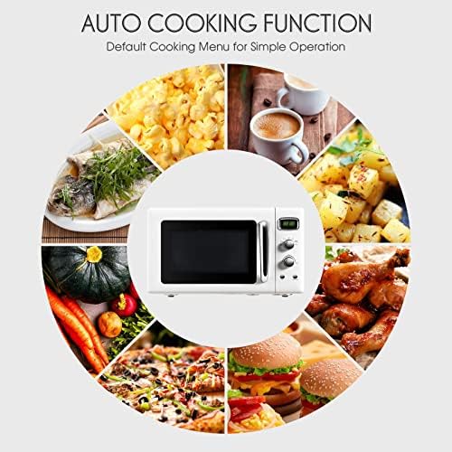 ARLIME Retro Microwave Oven, 900W/0.9Cu.Ft, Small Countertop Microwave w/Defrost & Auto Cooking, LED Display, Pull Handle, Easy Clean Stainless Steel Interior, Child Lock, ETL Certification