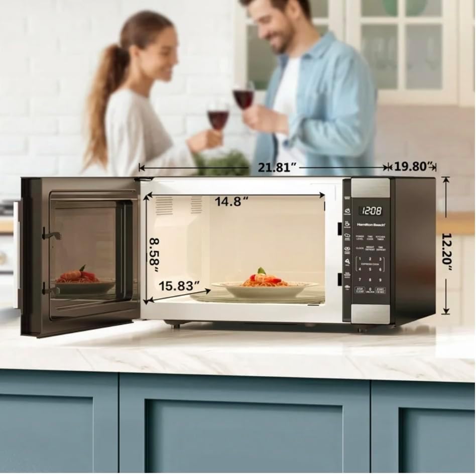 Aurevia™ SenseCook Pro Countertop Microwave, 1.6 Cu Ft, 1100W, Stainless Steel, LED Display, 7 Sensor Cook Options, 12.4-Inch Turntable, 21.8x19.8x12.2-Inch