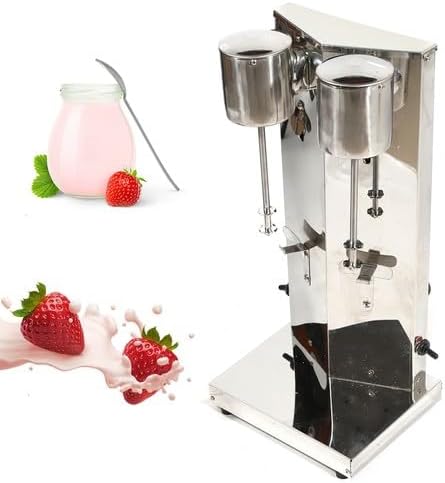 Electric Commercial Double Head Milkshake Maker, Drink Mixer Blender Machine with Adjustable Speed, Stainless Steel Milk Shake Machine with 2Cups for Home and Business
