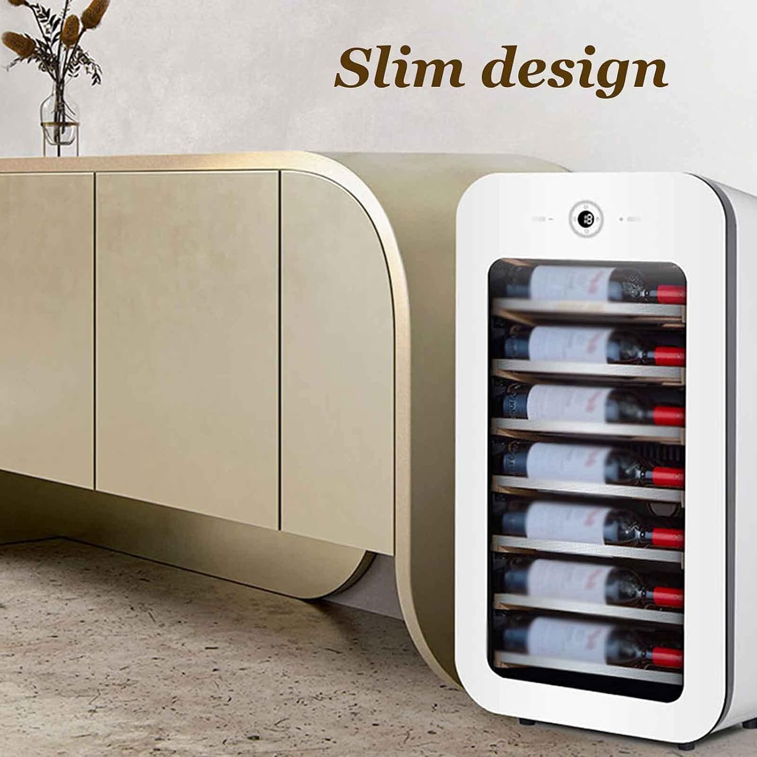 Wine Cooler Beverage Refrigerator Cooler Constant Temperature Moisturizing Mini Fridge Ultra-Thin Compressor Fridge Perfect for Home Bar Office Can Hold 22 Bottles of Red Wine