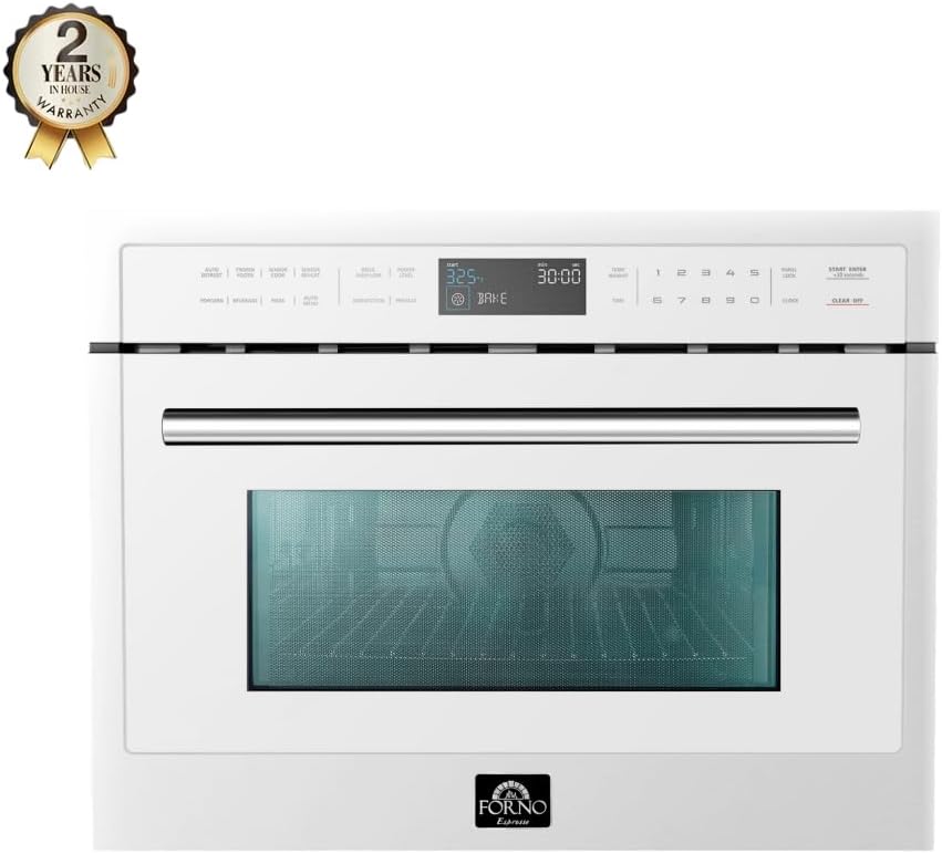 FORNO Oliena Espresso White 24″ 1750 Watt Compact Oven & 1000 Watt Microwave, 1.6 cu. ft.