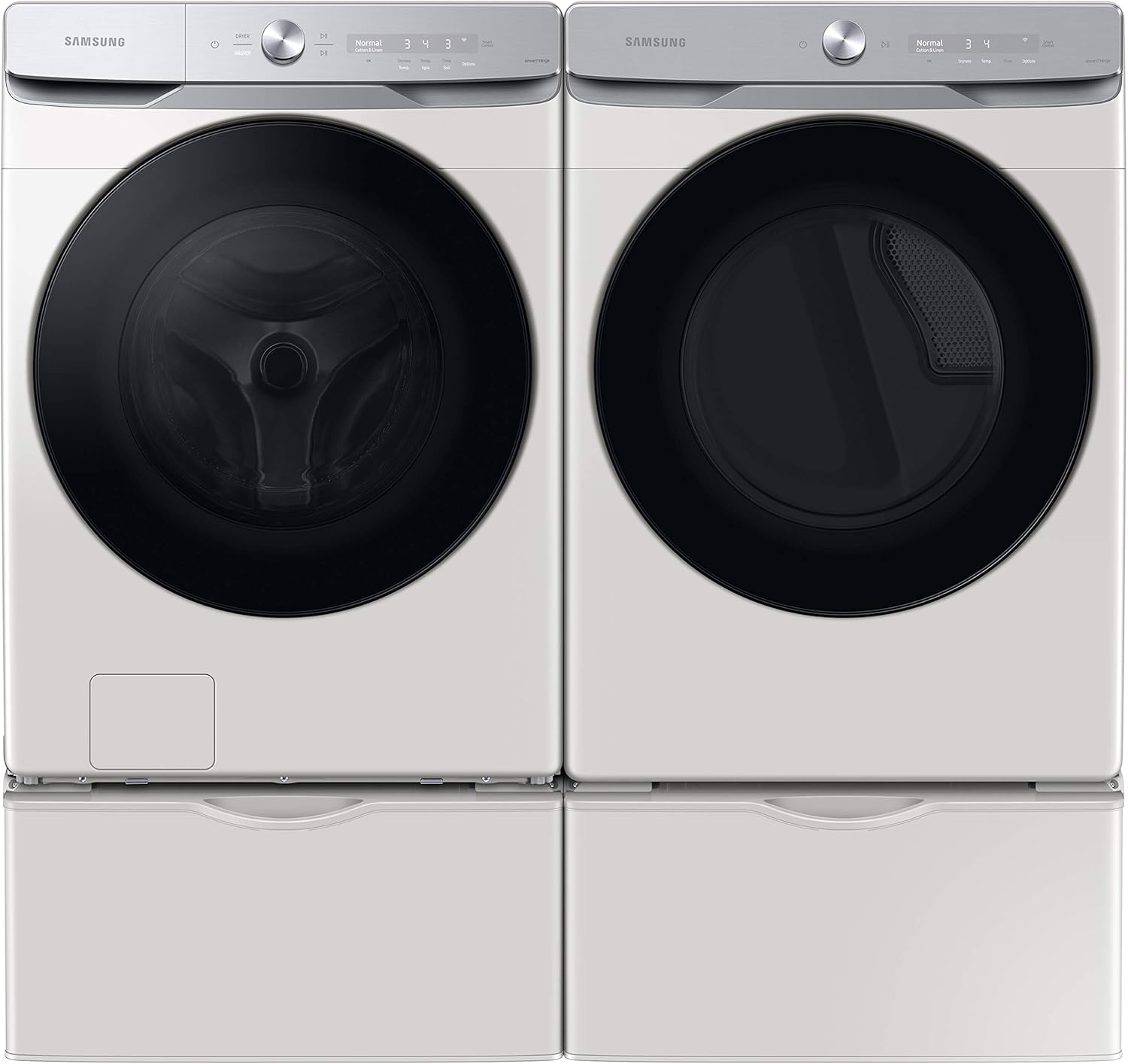 SAMSUNG 27-Inch Washer Dryer Pedestal Stand w/ Pull Out Laundry Storage Drawer, Stainless Steel, WE402NE/A3, 28.1