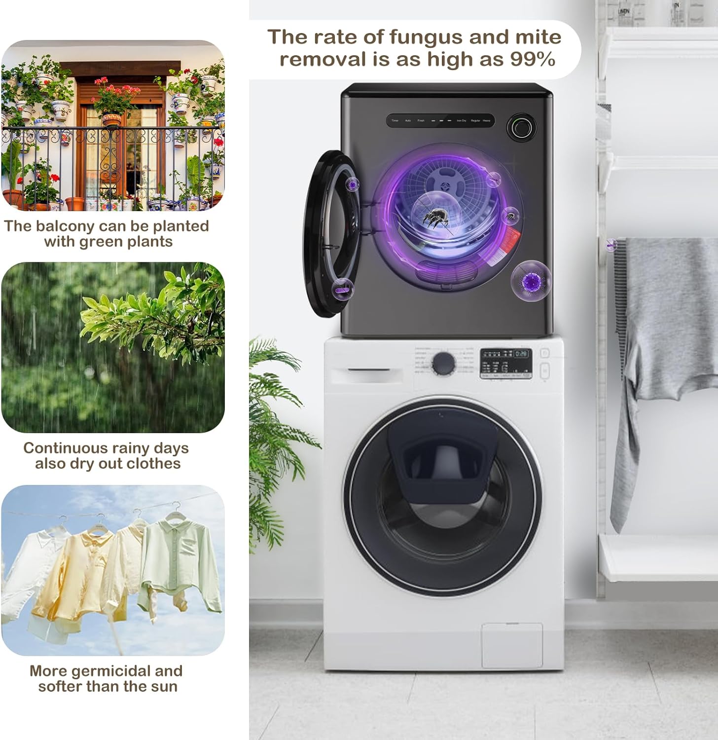 110V Clothes Dryers 950W Dryer 1.6cu.ft Front Load Stainless Steel 11lbs Electric Dryers Machine with Exhaust pipe for Apartment,RVs,Dorms,Auto Stop and Easy Control