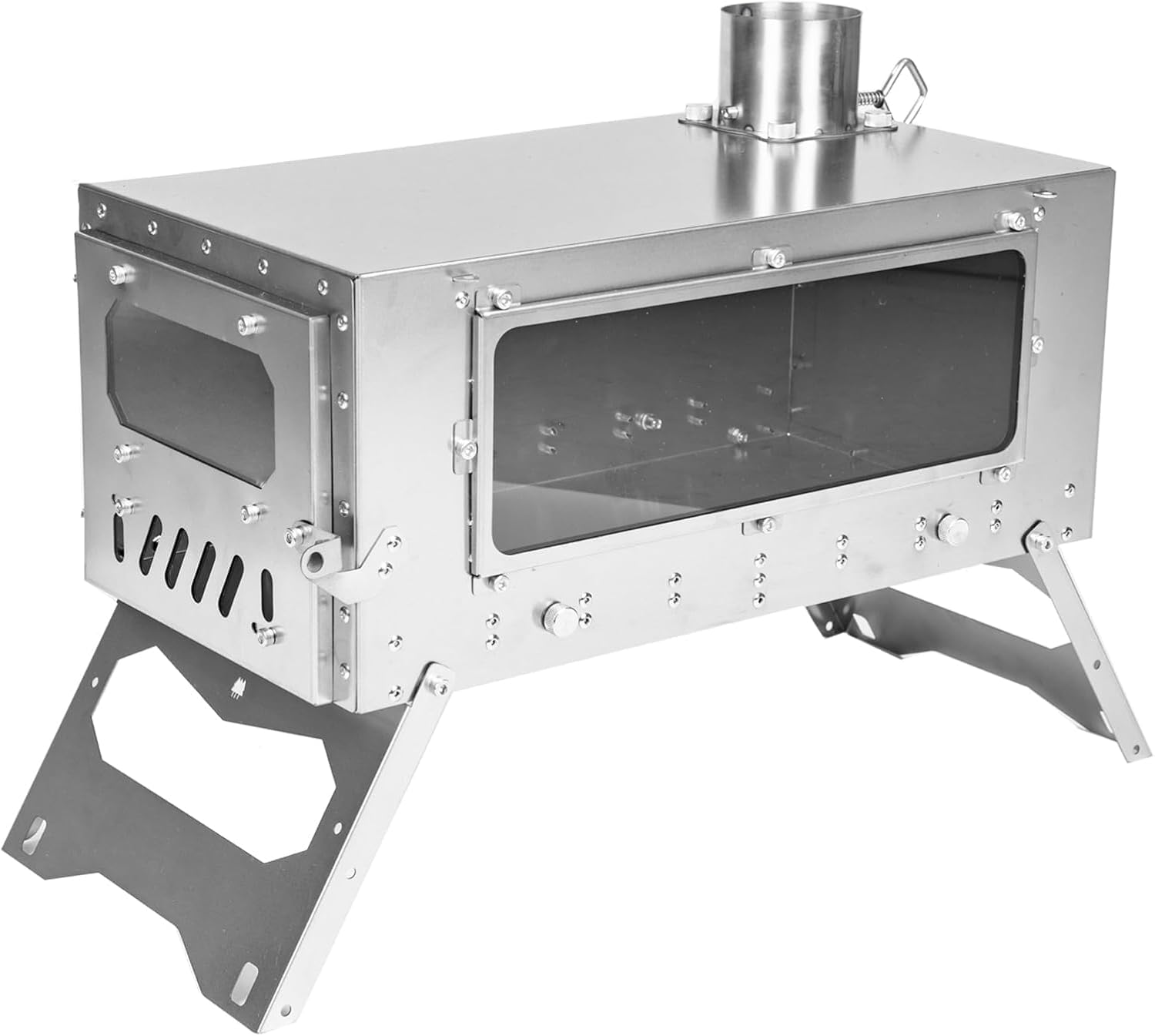Hot Tent Stove - Lightweight Titanium Wood Burning Stove with Removable Oven for Backpacking, Camping, Cooking, Baking, and Heating