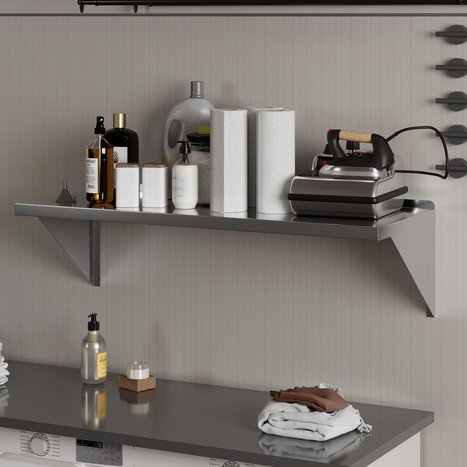 AmGood 18 in. x 48 in. Stainless Steel Wall Shelf with Squared Edge | NSF Certified | Appliance & Equipment Metal Shelving | Kitchen, Restaurant, Garage, Laundry, Utility Room