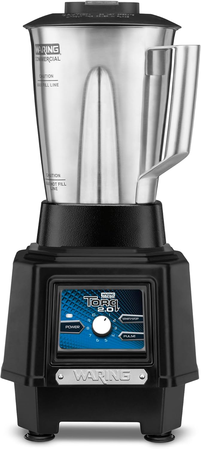Waring Commercial TBB175S4 Torq 48 Oz. Variable Speed Bar Blender w/S/S Jar, 120V, 5-15 Phase Plug, Black