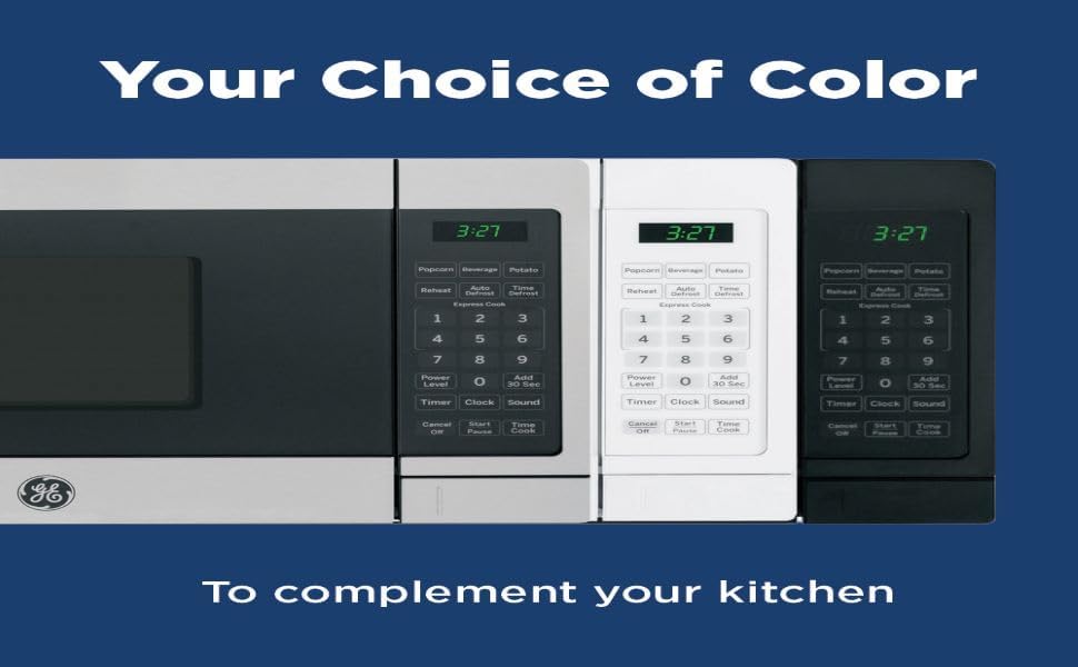 GE Countertop Microwave Oven, Compact 0.7 Cubic Ft., 700-watt Capacity, 6 Auto Cooking Settings, Child-Lock Technology, Kitchen Essentials for the Countertop, Dorm Room or Apartment, White