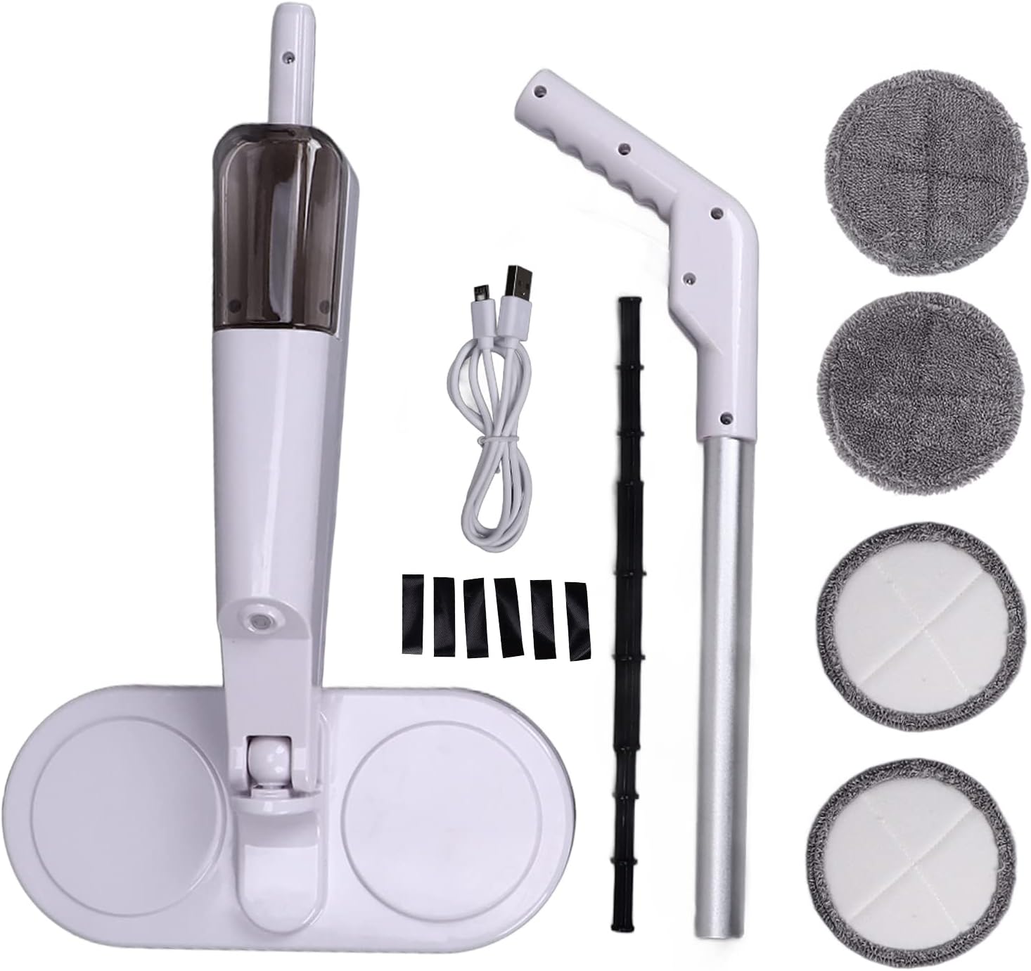 Cordless Electric Mop, Spin Mop Polisher with Water Tank Replaceable Cloth, Dry and Wet Up to 60 Mins Convenient Detachable Handheld Unit 2000mAh Steam Cleaner Designed for Hard Floors