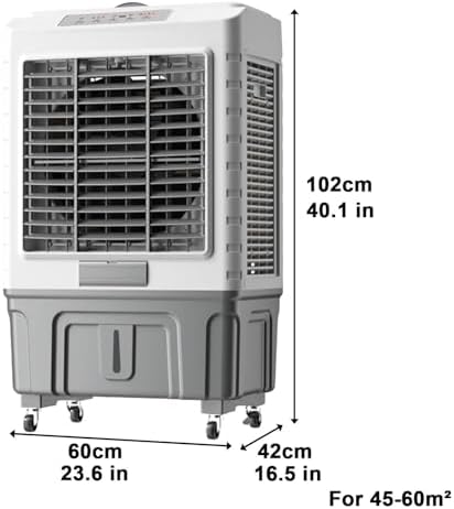Mobile Air Conditioner, 3-in-1 Evaporative Air Cooler with 50L Water Tank, 6 Ice Boxes, 3 Speeds, Remote Control & 1-7H Timer for Home, Office, Dorm(55L)