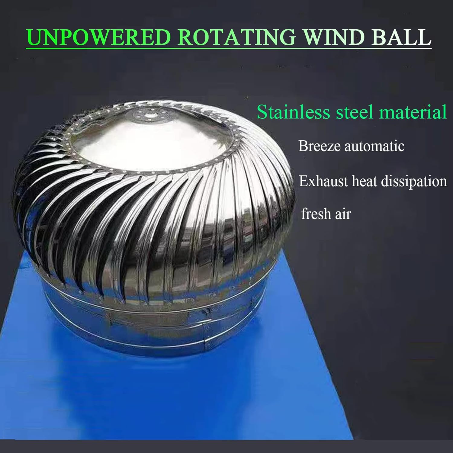 Turbine Ventilator Stainless Steel Rotating Chimney,Spinner Anti Downdraught Chimney,Cowl Cap with Claw Base Energy Saving,for Houses Factory Attic Farm (100mm)