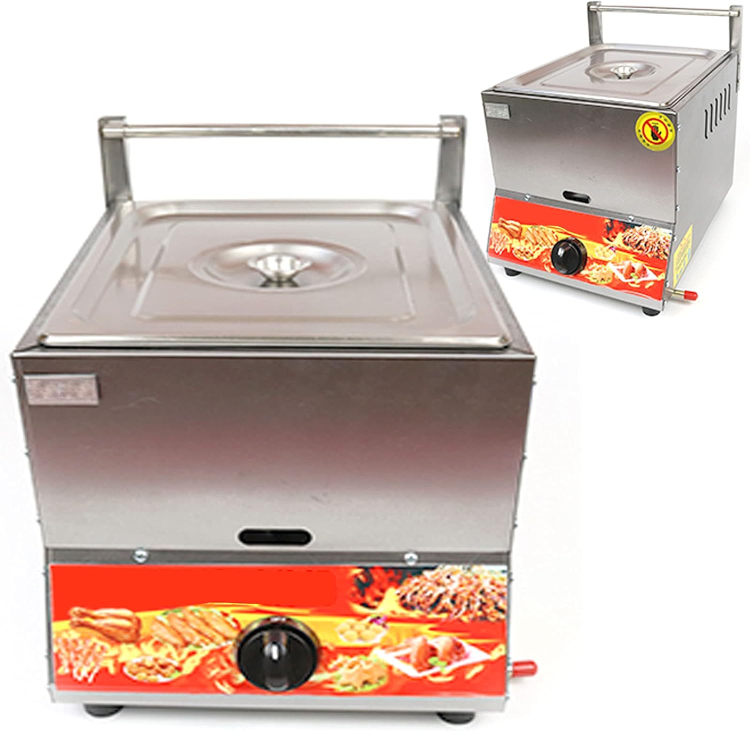 11L Gas Fryer, Adjustable Firepower, Large Capacity Stainless Steel LPG Fryer with Removable Baskets and Lids, for Chips Donuts Fish, Easy Clean（Liquefied Petroleum Gas）