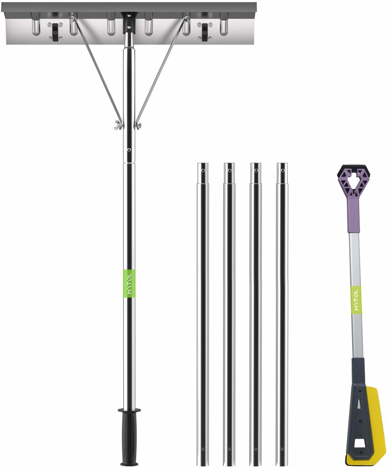 Snow Rake for House Roof, Snow Scraper for Car Included, 26