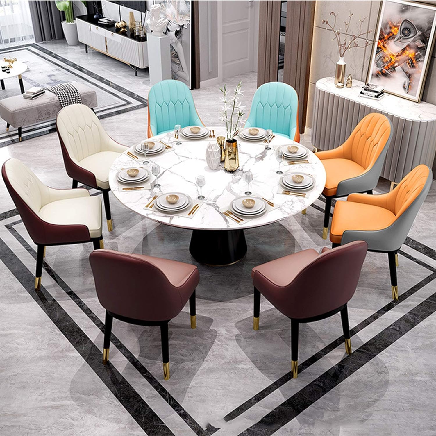 Dining Chair Kitchen Dining Room Furniture Chairs Faux Matte Suede Leather Armrests Backrest Dining Chairs for Office Lounge Kitchen Bedroom (Color : F)