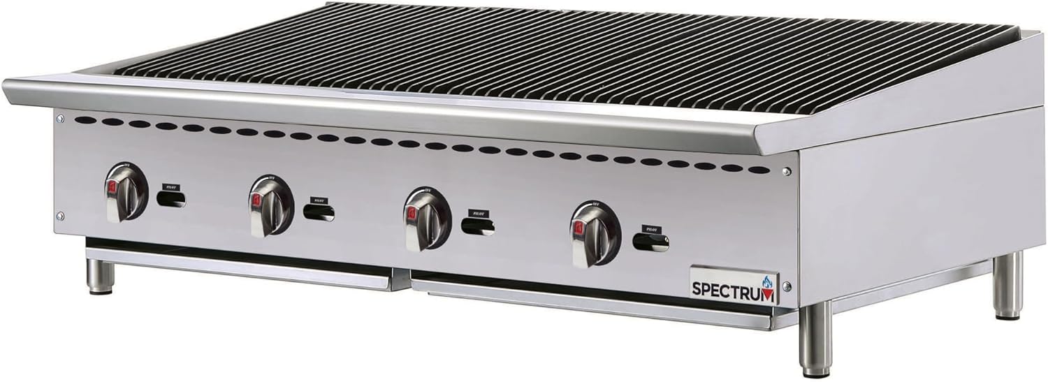 Winco Commercial Natural Gas Charbroil Grill with Radiant Heat, 4 Burner, 48