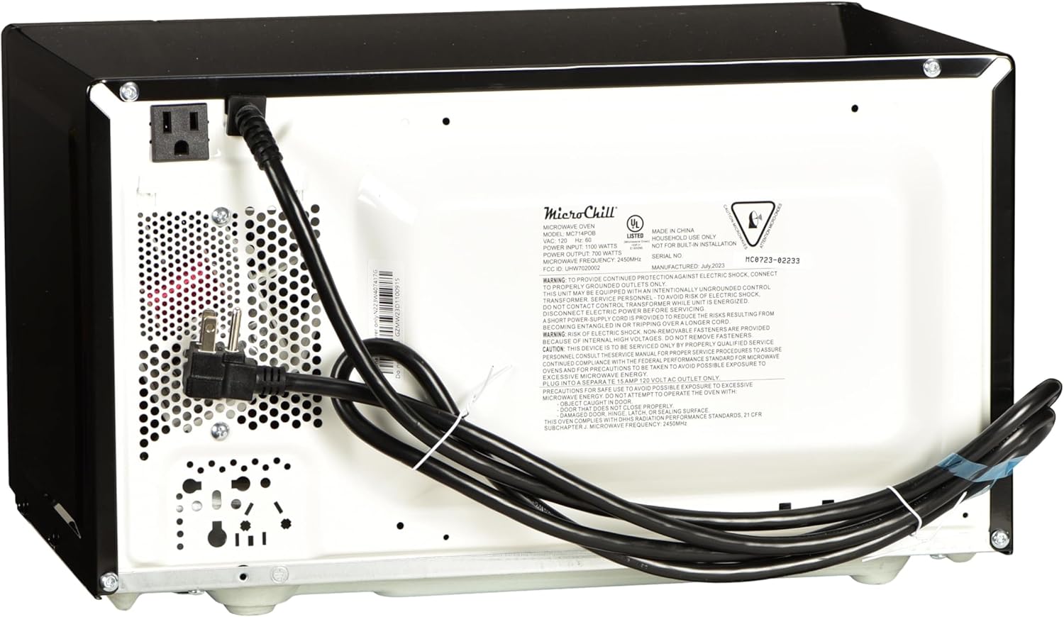 0.7 cu. ft. MicroChill Microwave, Black Exterior, White Interior. Medium Microwave - 10.38